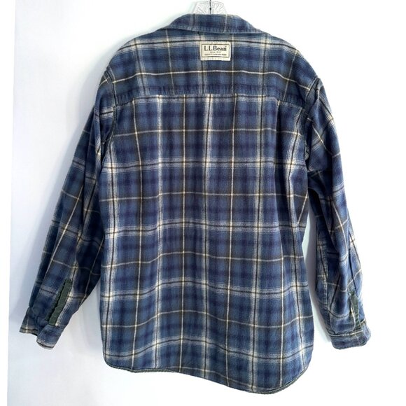 VTG LL Bean Men’s Hurricane Plaid Flannel Lined Green Canvas Shirt OMS96 Large - Picture 7 of 8